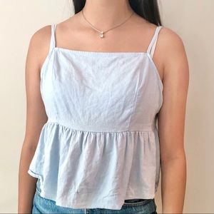 pacsun light blue flounce tank top